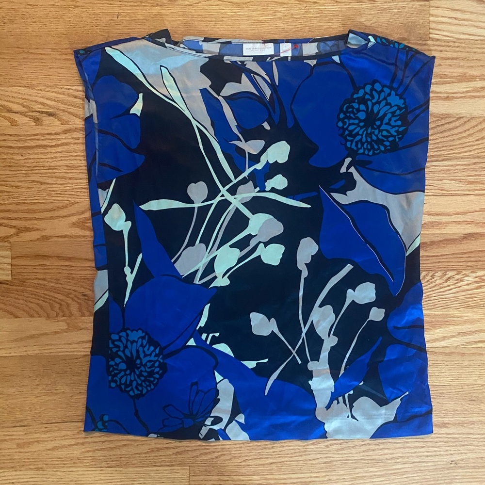 New York and Company Stretch Floral Blouse.
